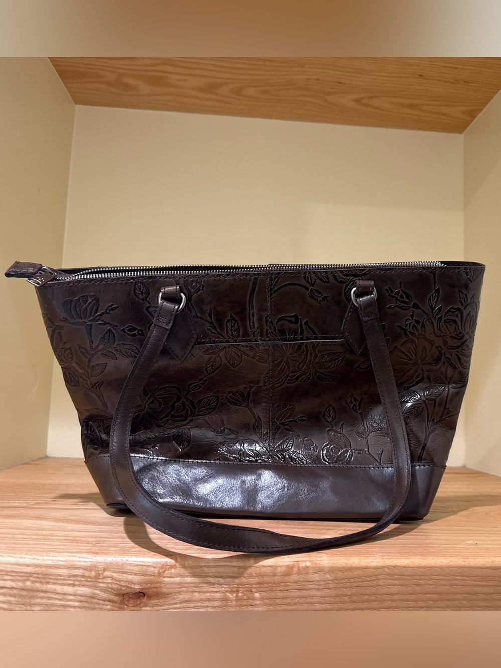 Patricia Nash Embossed Floral Tote - Dark Brown